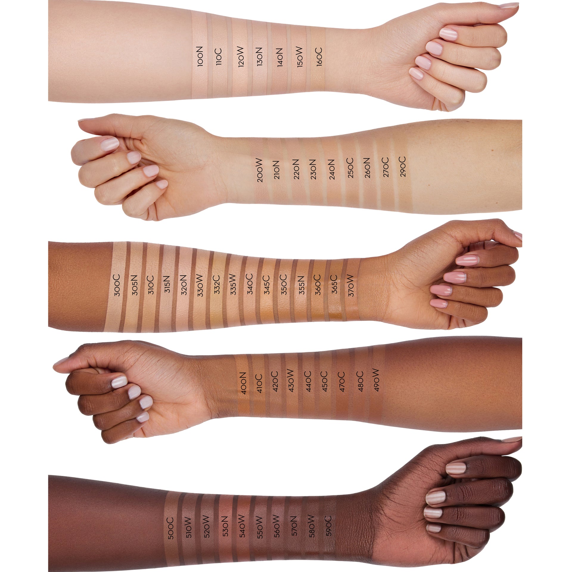 Luminous Foundation Arm Swatches